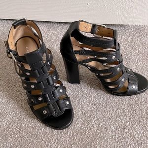 Coach Ginny Heels Black Studded Strappy
